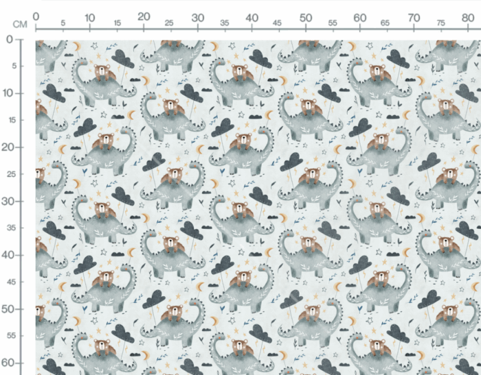 Tissu Imprimé Dino Ourson Mignon, 7 tissus au choix – Image 2
