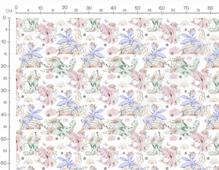 Tissu Imprimé Dragons Magiques Fleuris, 7 tissus au choix – Image 3