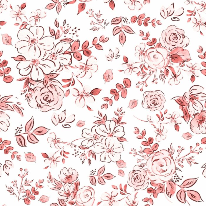 Tissu Imprimé Fleuri Blanc et Rouge, 7 tissus au choix