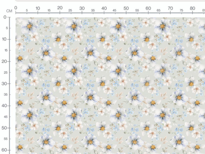 Tissu Imprimé Fleuri Bouquet Bleu Gris, 7 tissus au choix – Image 3