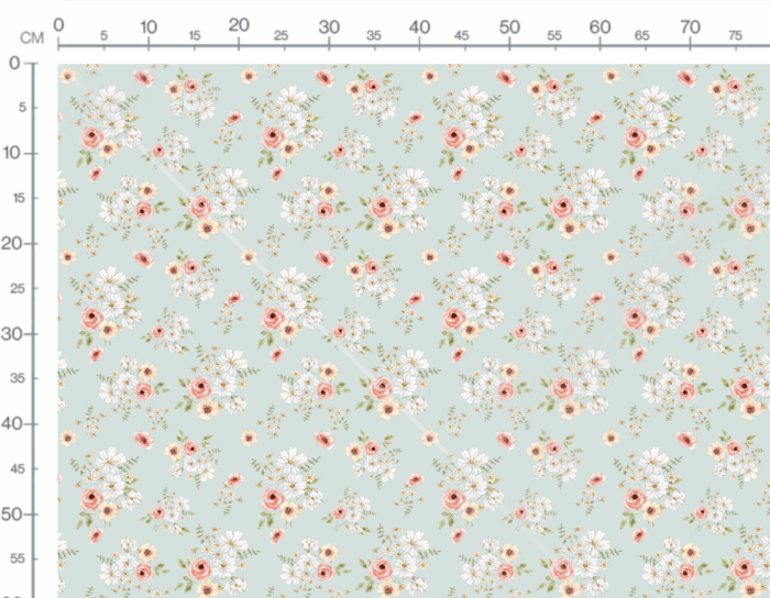 Tissu Imprimé Fleuri Bouquet Pastel Bleu, 7 tissus au choix – Image 3