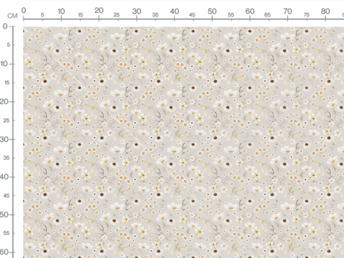 Tissu Imprimé Fleuri Camomille Gris, 7 tissus au choix – Image 2