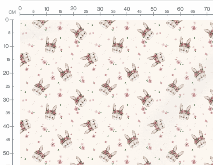 Tissu Imprimé Fleuri Petit Lapin Crème, 7 tissus au choix – Image 3
