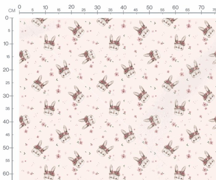 Tissu Imprimé Fleuri Petit Lapin Rose, 10 tissus au choix – Image 2
