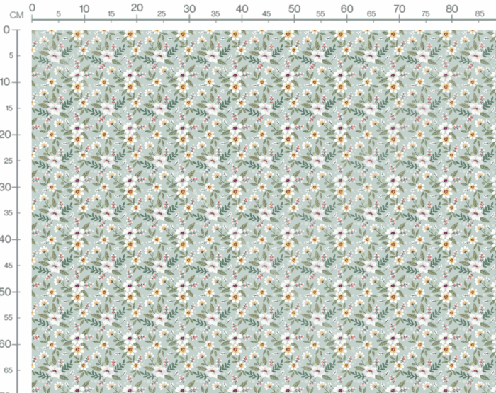 Tissu Imprimé Fleurs Blanches Sauge, 7 tissus au choix – Image 3
