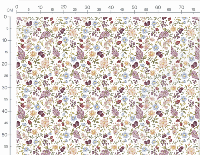Tissu Imprimé Fleurs et Fruits Blanc, 7 tissus au choix – Image 3