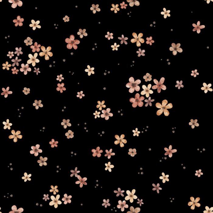 Tissu Imprimé Fleurs Petite Prairie Noir, 10 tissus au choix