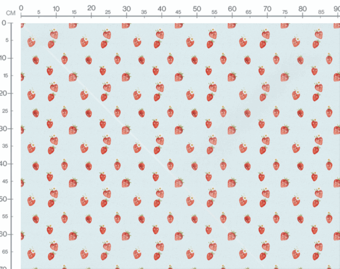 Tissu Imprimé Fraises et Fleurs Bleu, 7 tissus au choix – Image 3