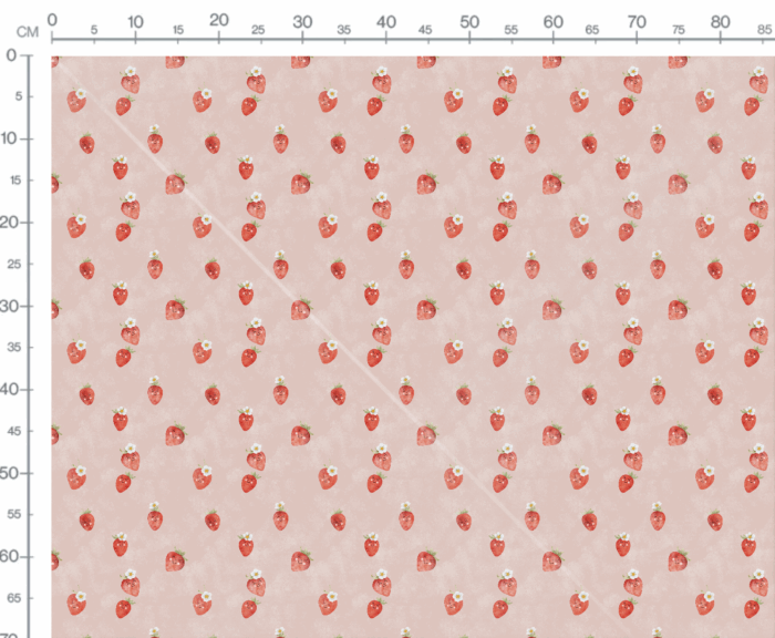 Tissu Imprimé Fraises et Fleurs Blush, 7 tissus au choix – Image 3