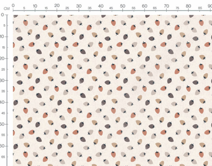 Tissu Imprimé Fraises Pastel Beige, 10 tissus au choix – Image 3