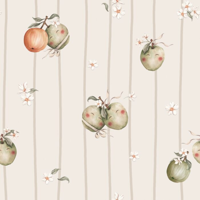 Tissu Imprimé Fruits Adorables Rayé, 7 tissus au choix