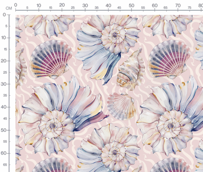 Tissu Imprimé Grands Coquillages Rose, 7 tissus au choix – Image 3
