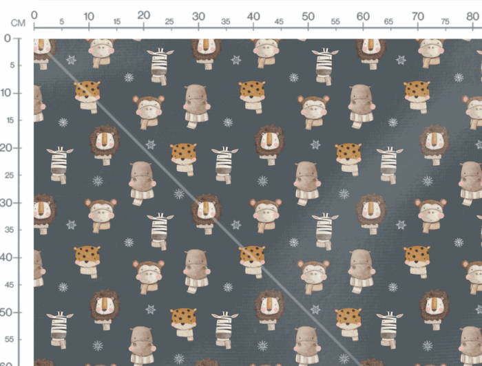Tissu Imprimé Hiver Animaux Flocons Bleu, 7 tissus au choix – Image 3