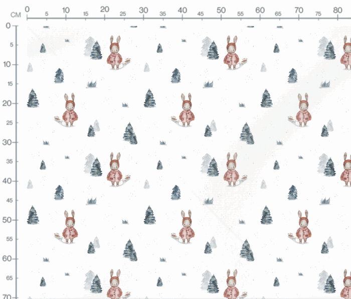 Tissu Imprimé Hiver Lapin Adorable Luge, 7 tissus au choix – Image 2