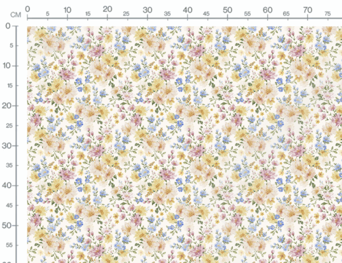 Tissu Imprimé Jardin Fleuri Printemps Crème, 7 tissus au choix – Image 3