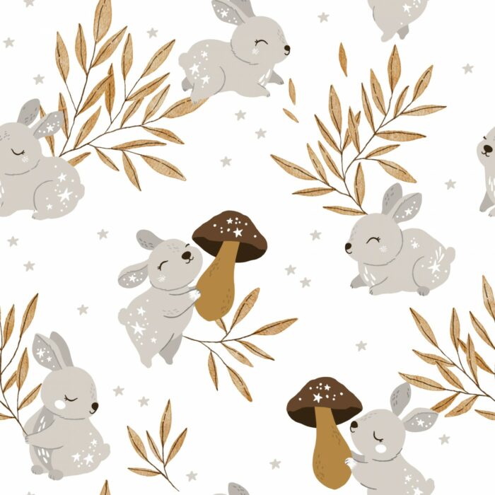 Tissu Imprimé Lapin Étoiles Automne, 7 tissus au choix
