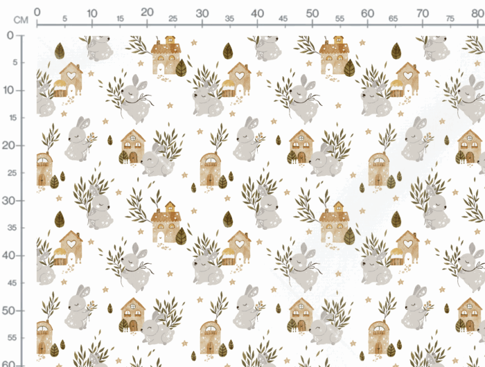 Tissu Imprimé Lapin Étoiles Maison, 7 tissus au choix – Image 3