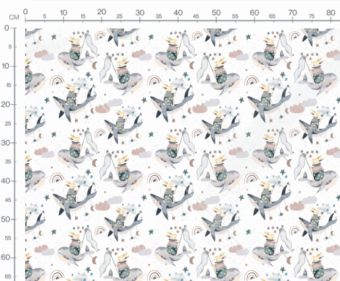Tissu Imprimé Baleine Lapin Magique Dream, 7 tissus au choix – Image 2