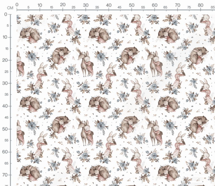 Tissu Imprimé Lapin Ourson Renne Blanc, 10 tissus au choix – Image 2