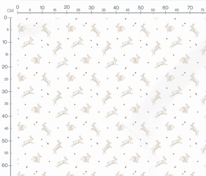 Tissu Imprimé Lapin Petits Coeurs Blanc, 7 tissus au choix – Image 2