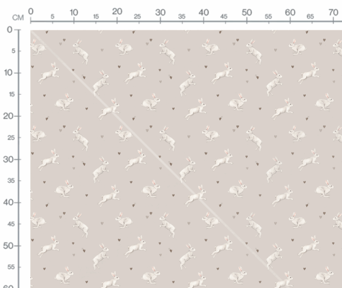 Tissu Imprimé Lapin Petits Coeurs Beige, 7 tissus au choix – Image 3