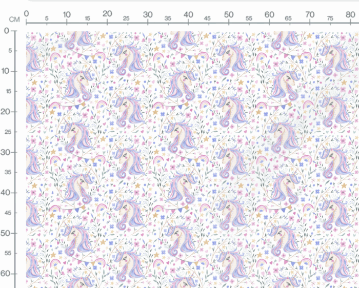 Tissu Imprimé Licorne Fleurie, 10 tissus au choix – Image 2