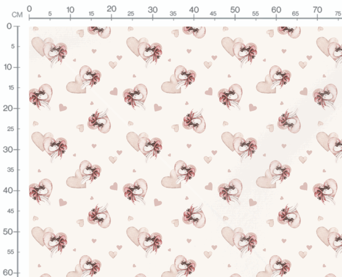 Tissu Imprimé Licorne Petits Coeurs Crème, 10 tissus au choix – Image 3