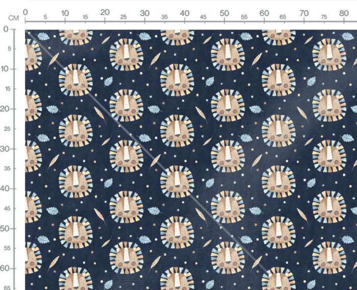 Tissu Imprimé Lion Mignon Bleu, 7 tissus au choix – Image 3