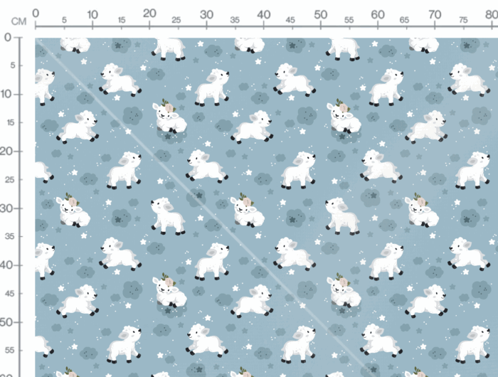 Tissu Imprimé Mouton Mignon Bleu, 7 tissus au choix – Image 3