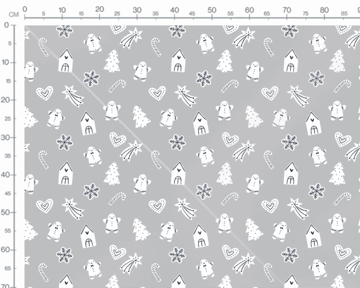 Tissu Imprimé Noel A Colorier Gris, 7 tissus au choix – Image 3