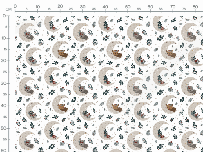 Tissu Imprimé Noel Animaux Lune, 7 tissus au choix – Image 3