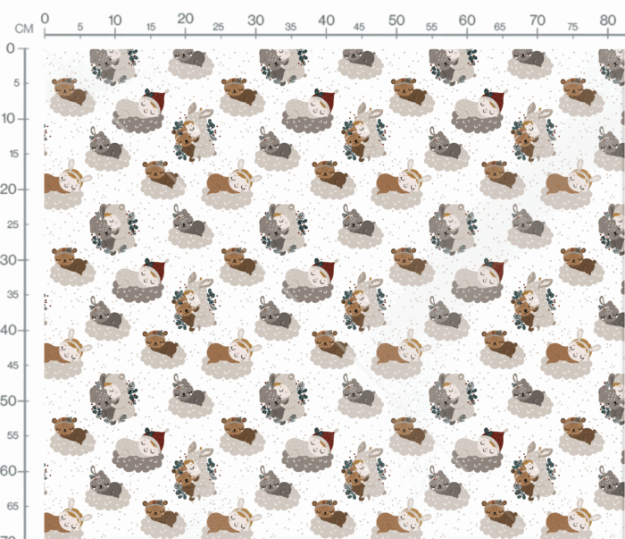 Tissu Imprimé Noel Animaux Nuages, 7 tissus au choix – Image 3