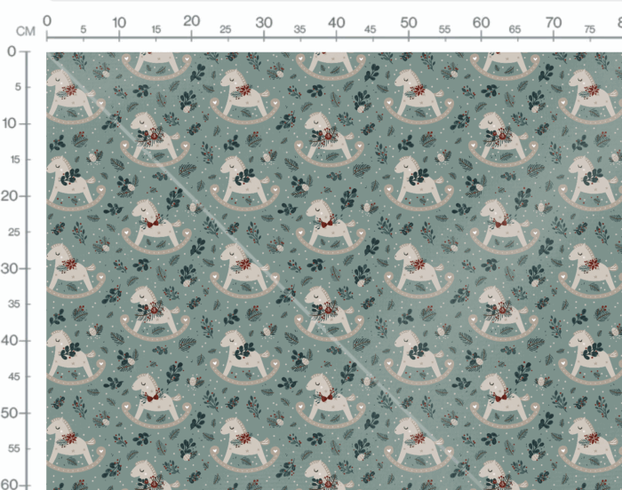 Tissu Imprimé Noel Cheval Vert, 7 tissus au choix – Image 3