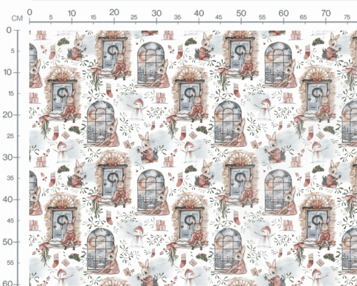 Tissu Imprimé Noel Lapin Réveillon, 7 tissus au choix – Image 3