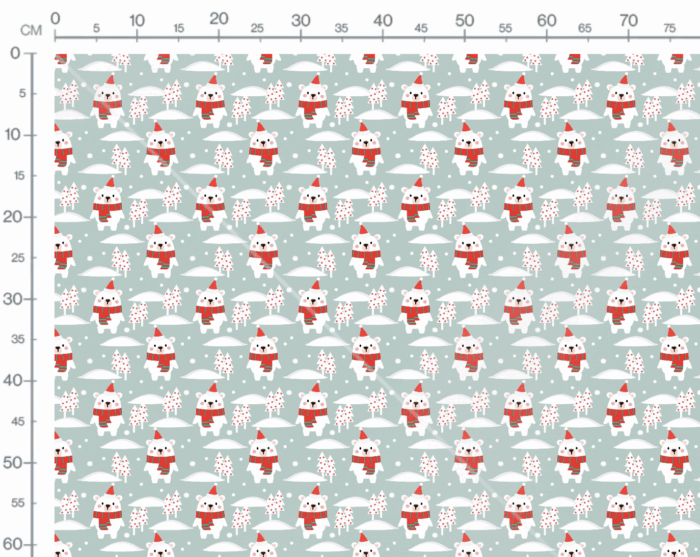 Tissu Imprimé Noel Petit Ours Blanc, 7 tissus au choix – Image 3