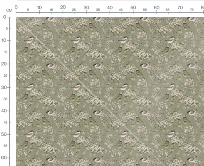 Tissu Imprimé Oiseaux Fleurs Vert, 7 tissus au choix – Image 3