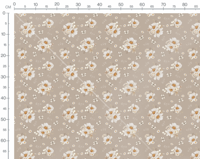 Tissu Imprimé Papillons et Fleurs Taupe, 10 tissus au choix – Image 2
