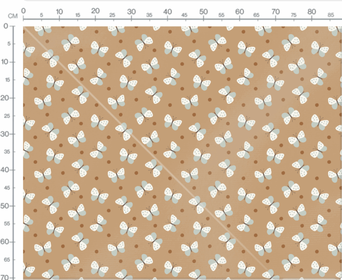 Tissu Imprimé Papillons Menthe Caramel, 10 tissus au choix – Image 3