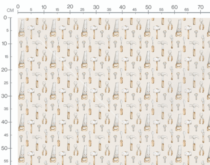 Tissu Imprimé Petit Bricoleur Beige, 7 tissus au choix – Image 3