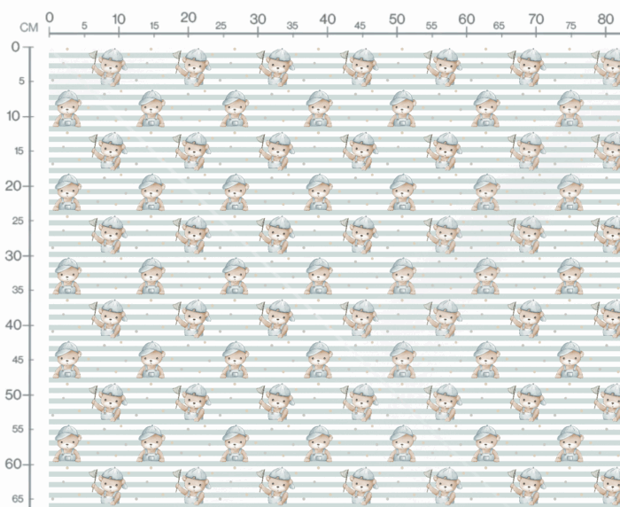 Tissu Imprimé Petit Ours Mignon Bleu, 7 tissus au choix – Image 3
