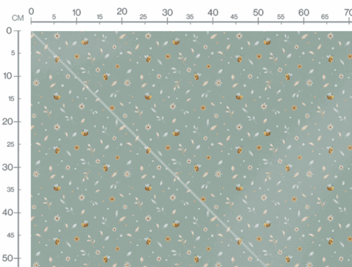 Tissu Imprimé Petites Fleurs et Abeilles Vert, 7 tissus au choix – Image 3