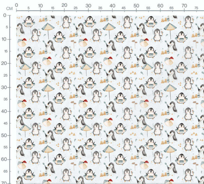 Tissu Imprimé Pingouin Adorable Plage, 7 tissus au choix – Image 3