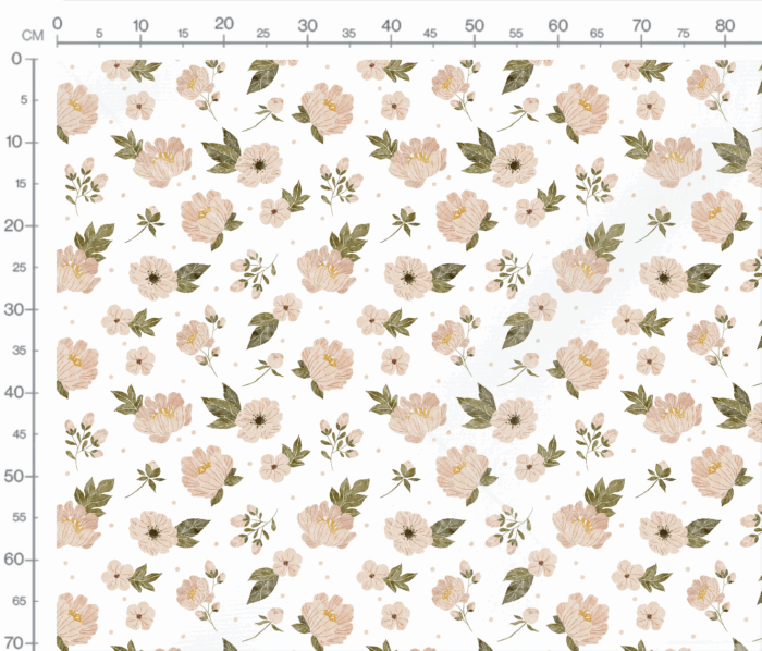 Tissu Imprimé Pivoines Blanc, 7 tissus au choix – Image 3
