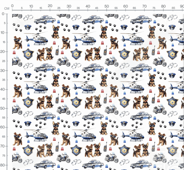 Tissu Exclusif Police Chiens Blanc, 7 tissus au choix – Image 3
