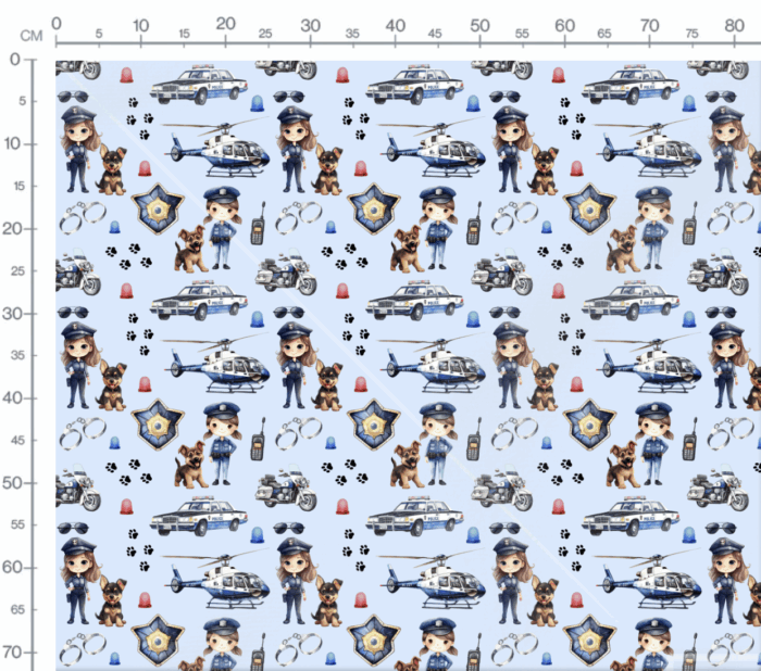 Tissu Exclusif Police Fille Bleu, 7 tissus au choix – Image 3