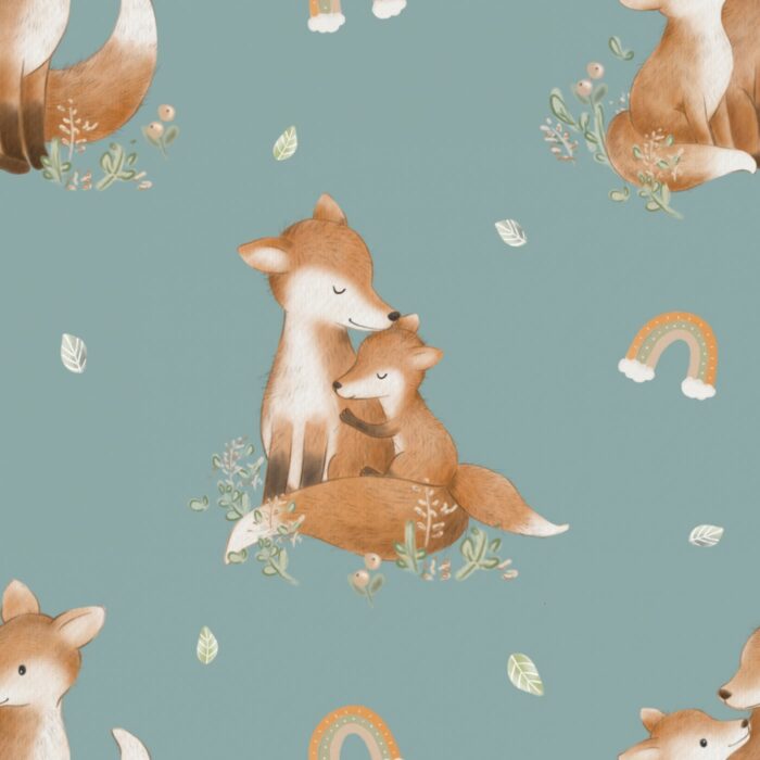 Tissu Imprimé Renard avec Maman Bleu, 7 tissus au choix