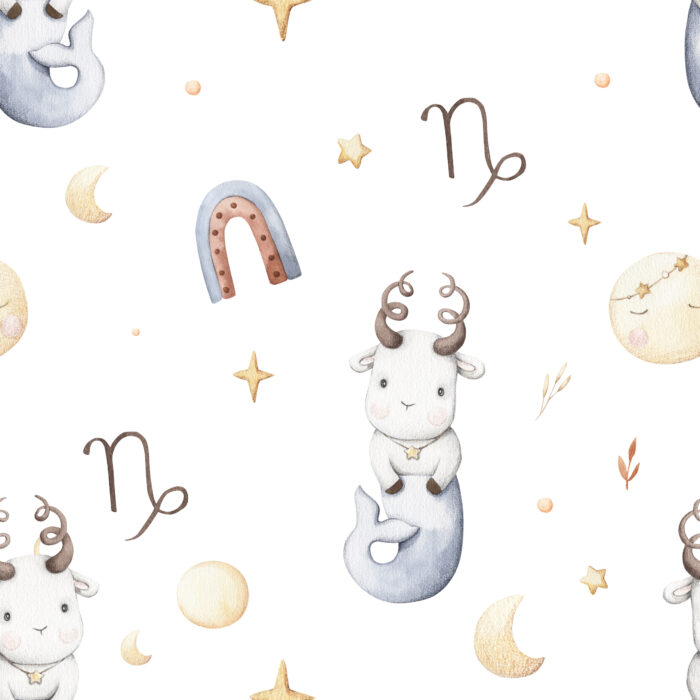 Tissu Imprimé Signe Astro Capricorne Mignon, 10 tissus au choix
