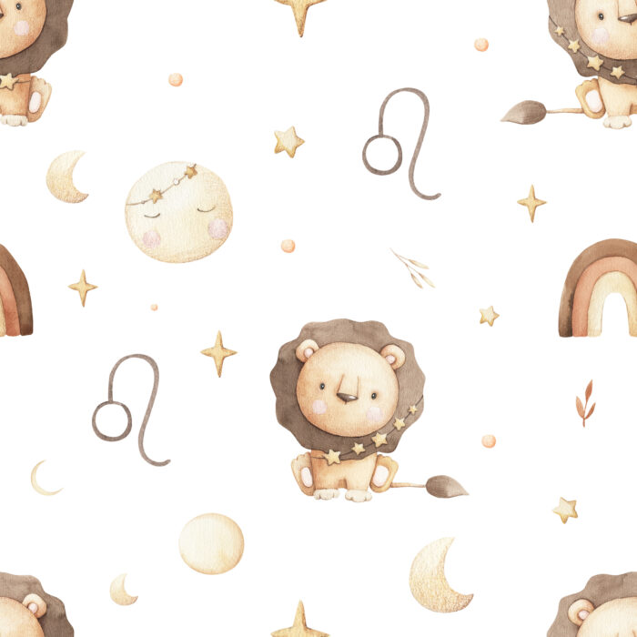 Tissu Imprimé Signe Astro Lion Mignon, 10 tissus au choix