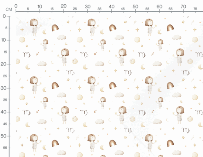 Tissu Imprimé Signe Astro Vierge Beige, 10 tissus au choix – Image 2