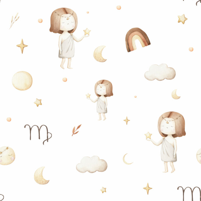 Tissu Imprimé Signe Astro Vierge Beige, 10 tissus au choix